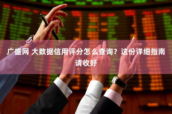 广盛网 大数据信用评分怎么查询？这份详细指南请收好